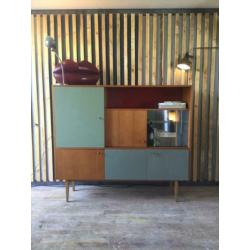 Vintage jaren’60 teakhouten kast meubel wandkast buffetkast
