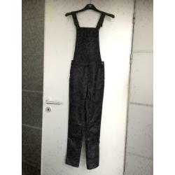 C1080 VILA maat XS=34 zwart tuinbroek broek jeans gecoat