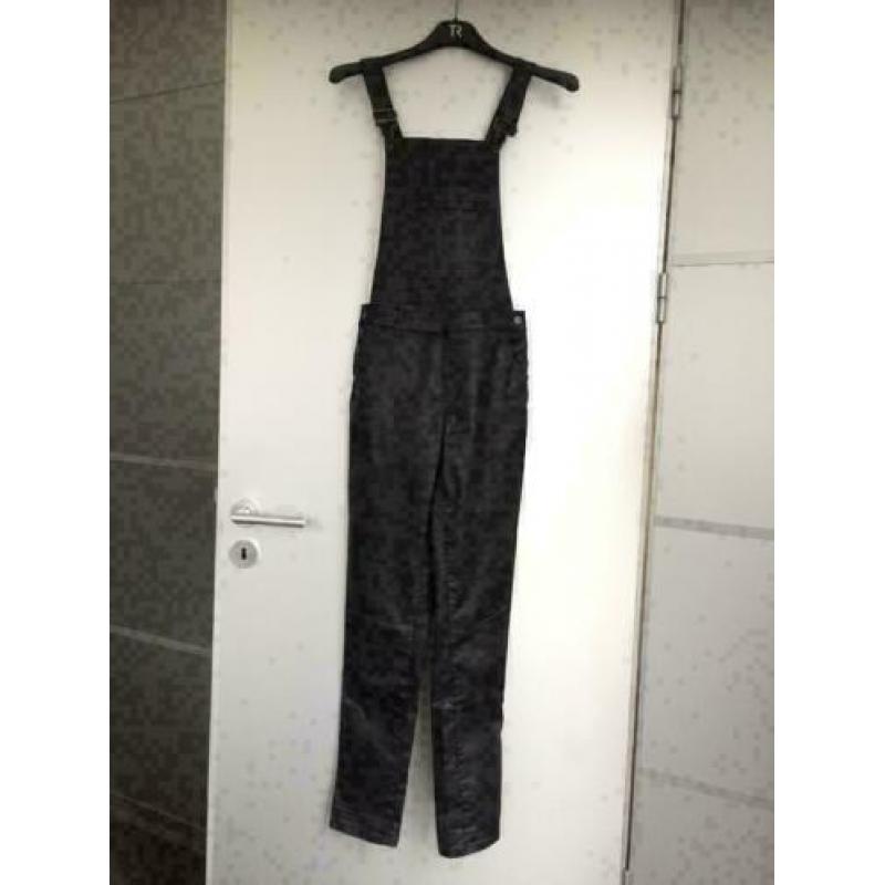 C1080 VILA maat XS=34 zwart tuinbroek broek jeans gecoat