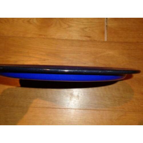 Oud emaille bord kobaltblauw diameter 28 cm