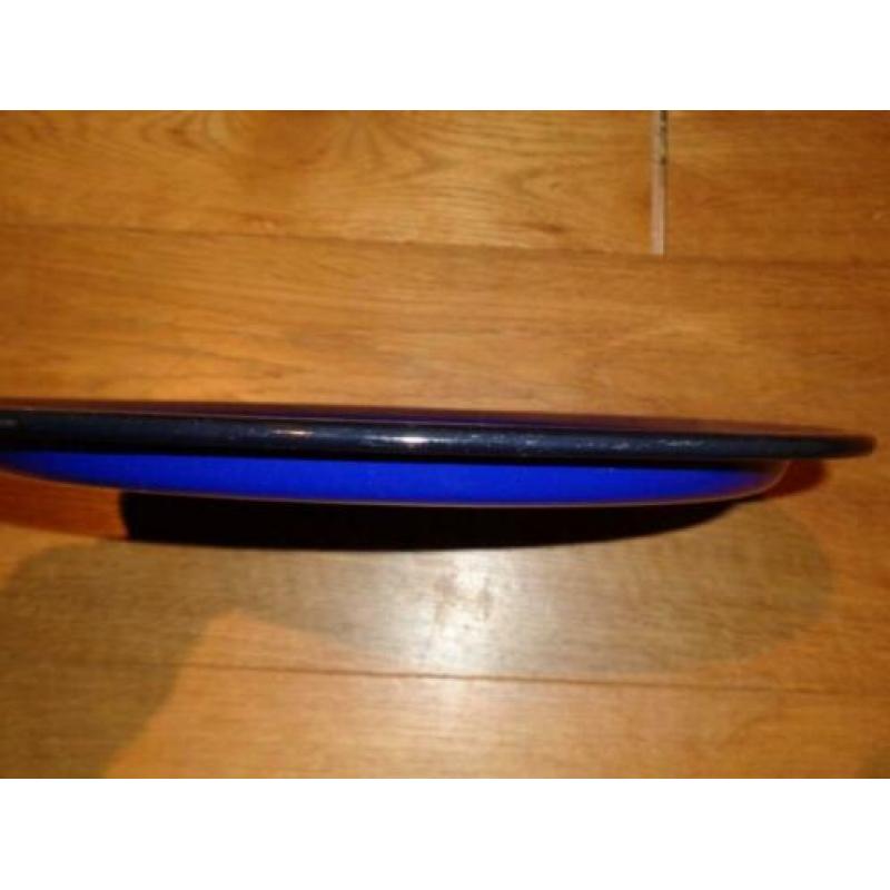 Oud emaille bord kobaltblauw diameter 28 cm