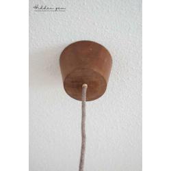 Vintage retro hanglamp riet met teak bohemian