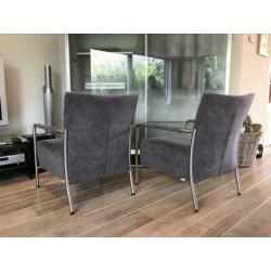 Bert Plantagie 2 Fauteuils model Class Grijze Alcantara IGST