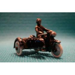 Antiek speelgoed Motor met zijspan Cofalu ca 1950