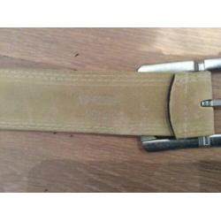 Nieuwe suède leren beige riem in maat 85 cm