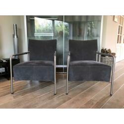 Bert Plantagie 2 Fauteuils model Class Grijze Alcantara IGST