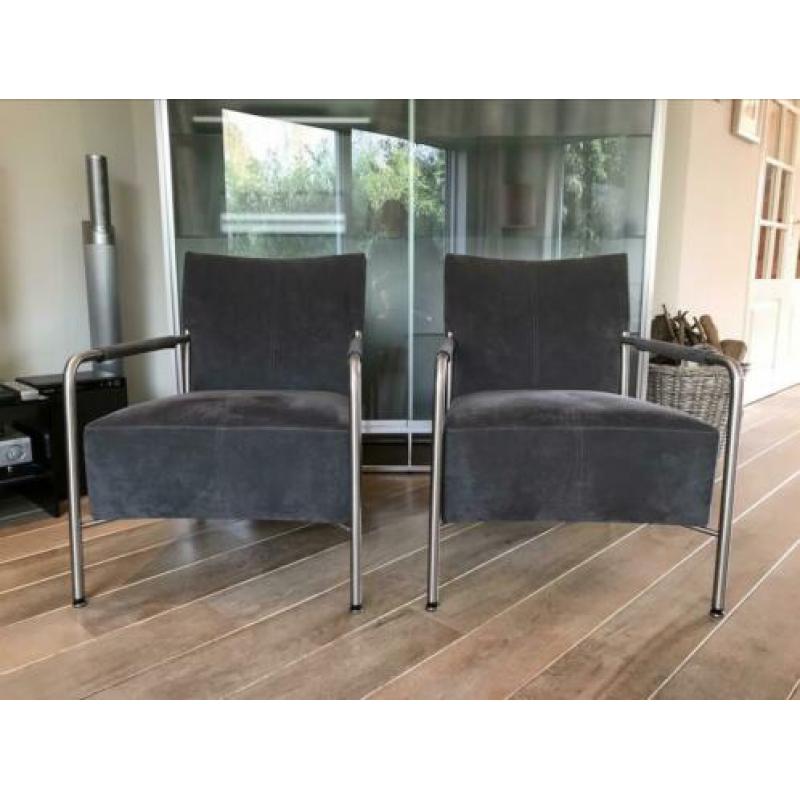 Bert Plantagie 2 Fauteuils model Class Grijze Alcantara IGST