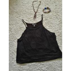 Primark top zwart bloem patroon maat 46