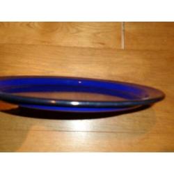 Oud emaille bord kobaltblauw diameter 28 cm