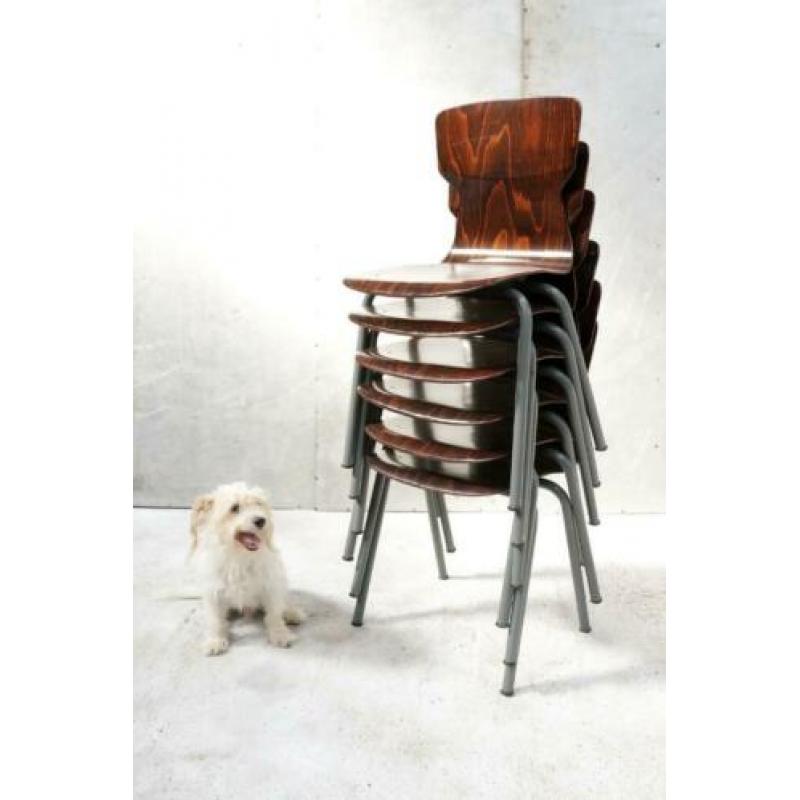 Industrieel Vintage Obo Eromes Pagholz V-vorm schoolstoelen