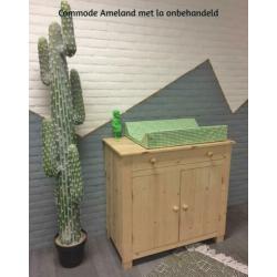 Blankhouten commode Ameland, 2 deuren+la B100xH90xD55