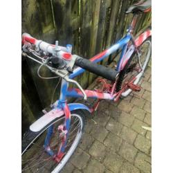 Stationsfiets rood/wit/blauw