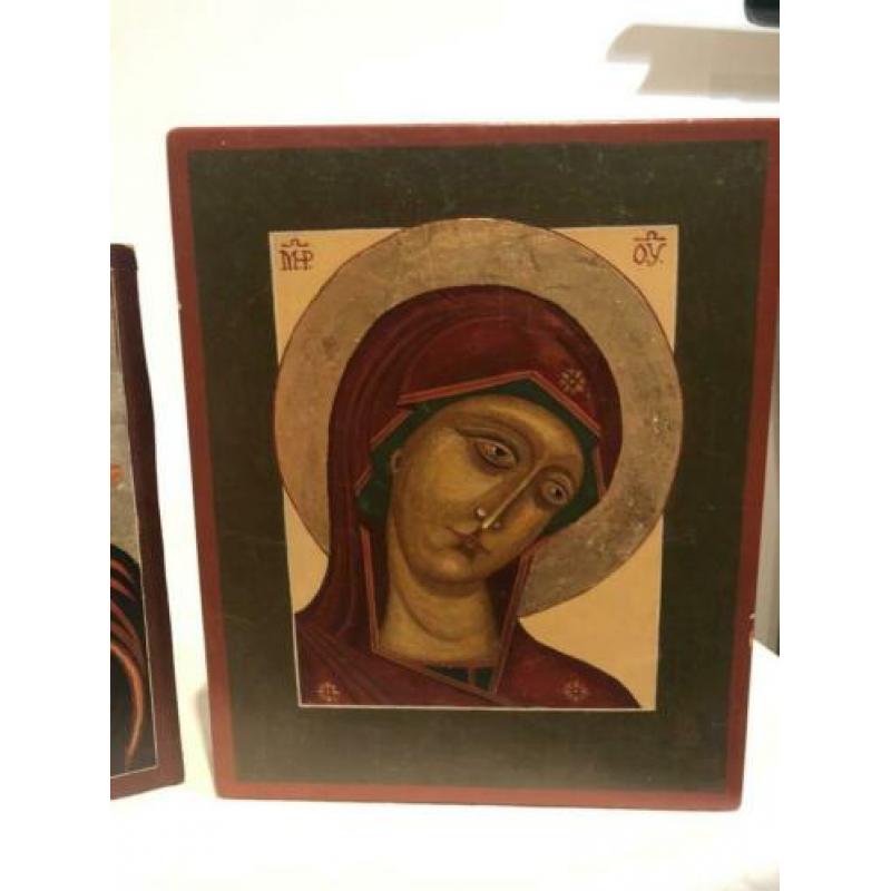 2 holy icoon houten maria jezus