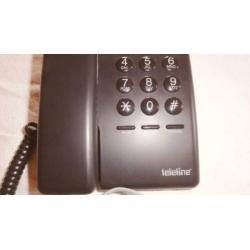 Telefoon Teleline, vaste telefoon zwart, grote toetsten E