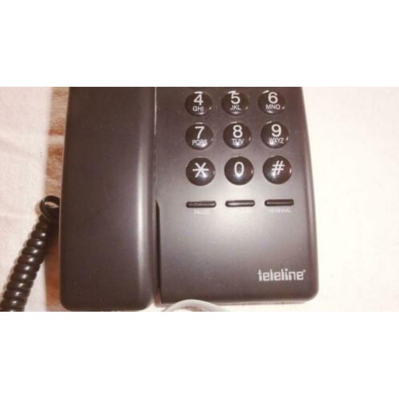 Telefoon Teleline, vaste telefoon zwart, grote toetsten E