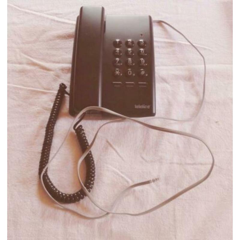 Telefoon Teleline, vaste telefoon zwart, grote toetsten E