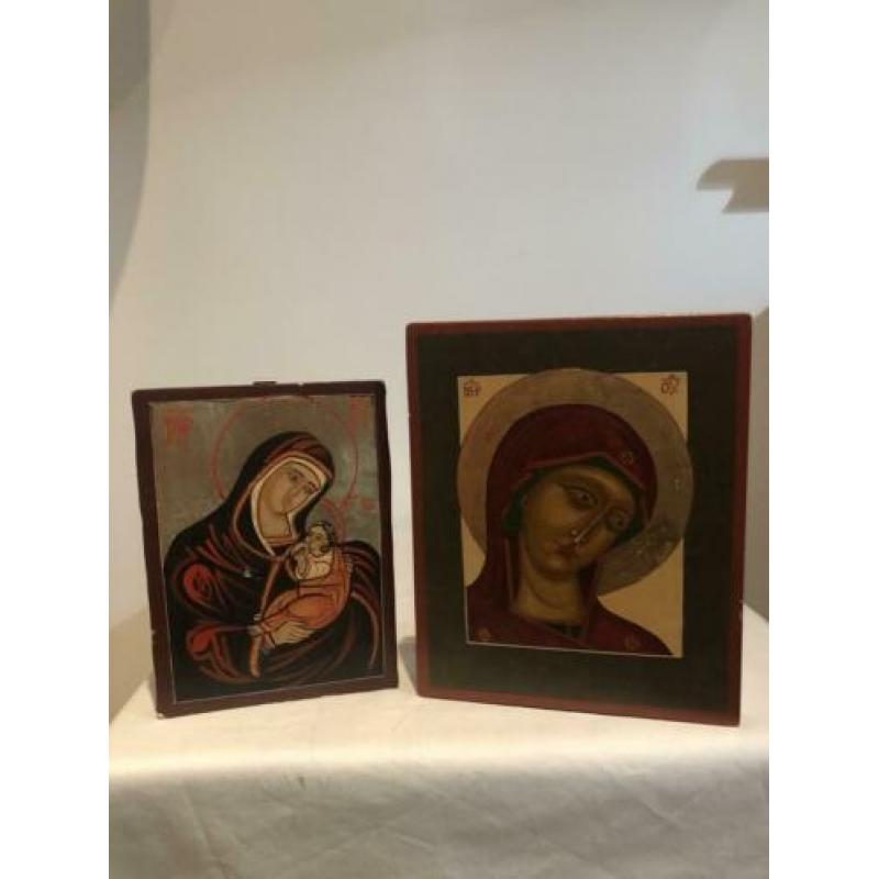 2 holy icoon houten maria jezus