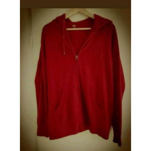 Rood hoodie vest katoen nieuw vest zonder prints maat L