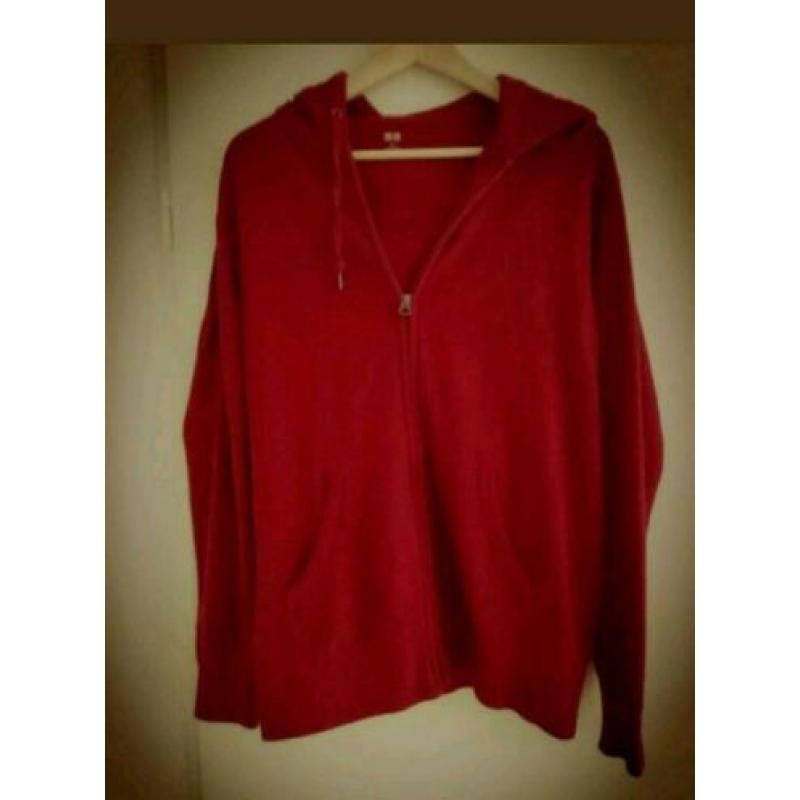 Rood hoodie vest katoen nieuw vest zonder prints maat L