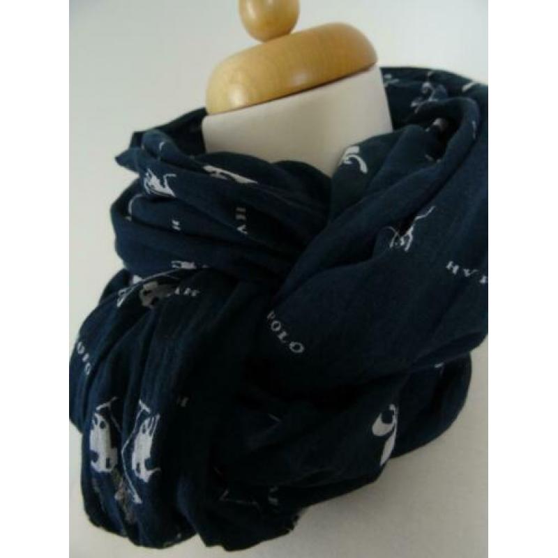 HV POLO donkerblauwe sjaal met logo.