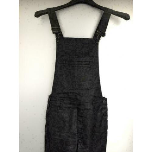 C1080 VILA maat XS=34 zwart tuinbroek broek jeans gecoat