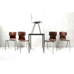 Industrieel Vintage Obo Eromes Pagholz V-vorm schoolstoelen