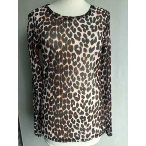 Costes Studio nieuw mesh leopard tee / shirt, maat S / M