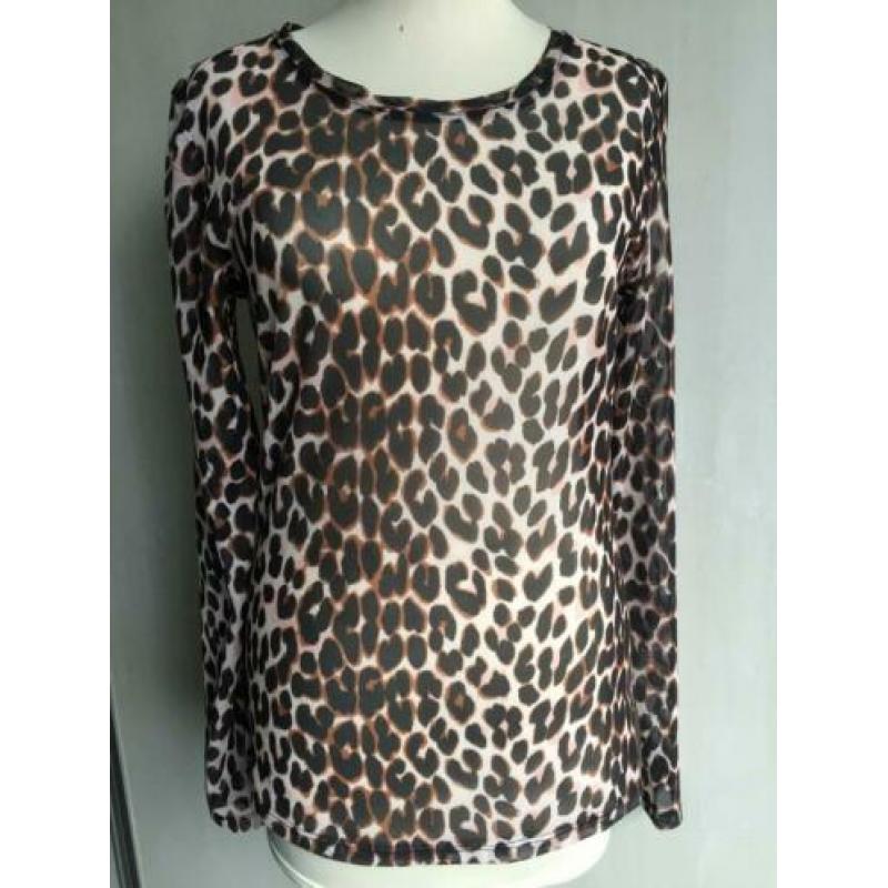 Costes Studio nieuw mesh leopard tee / shirt, maat S / M