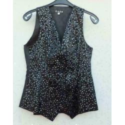 ZAZA zwart/zilverglitter getailleerd vestje mt 38