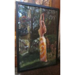 Prachtige Pastel Vrouw met Sarong Christa Hoek 63 x 43 cm