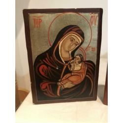 2 holy icoon houten maria jezus