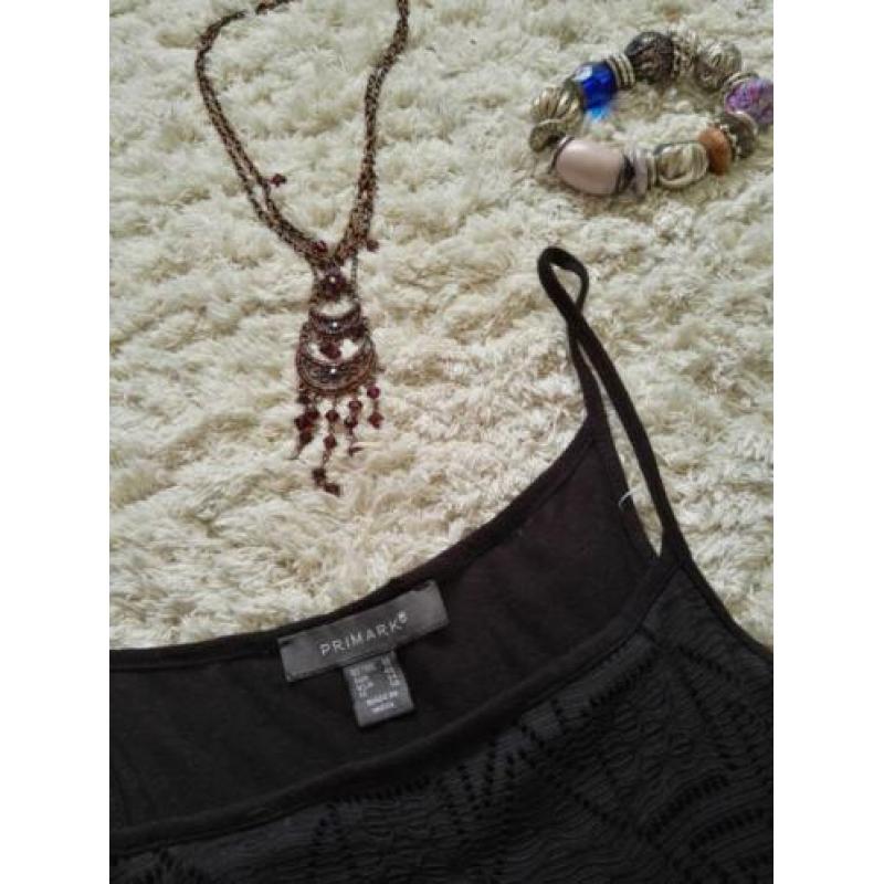 Primark top zwart bloem patroon maat 46