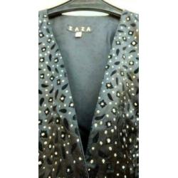 ZAZA zwart/zilverglitter getailleerd vestje mt 38