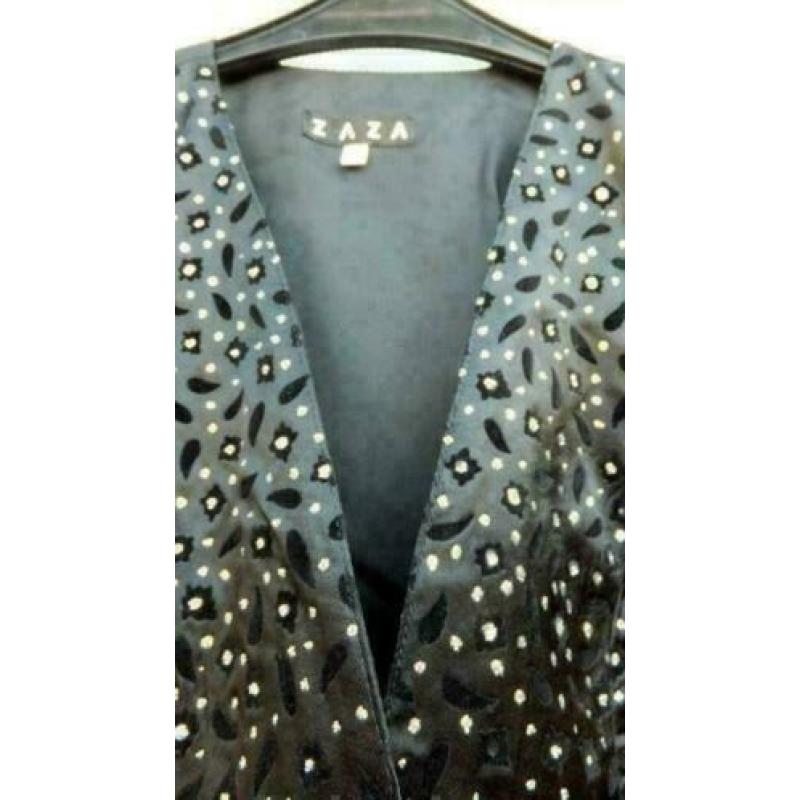 ZAZA zwart/zilverglitter getailleerd vestje mt 38