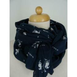 HV POLO donkerblauwe sjaal met logo.