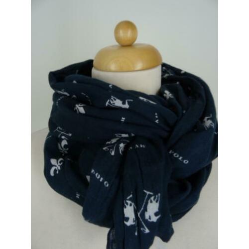 HV POLO donkerblauwe sjaal met logo.