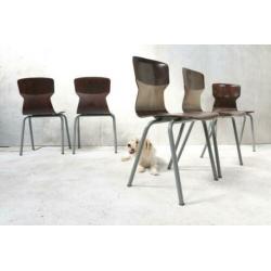 Industrieel Vintage Obo Eromes Pagholz V-vorm schoolstoelen
