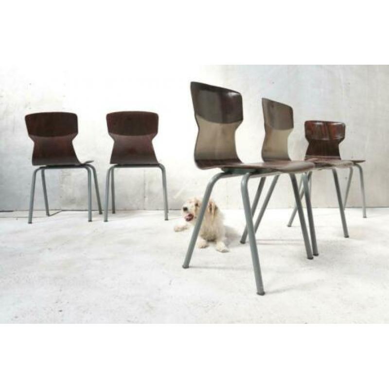 Industrieel Vintage Obo Eromes Pagholz V-vorm schoolstoelen