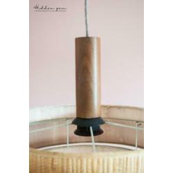 Vintage retro hanglamp riet met teak bohemian