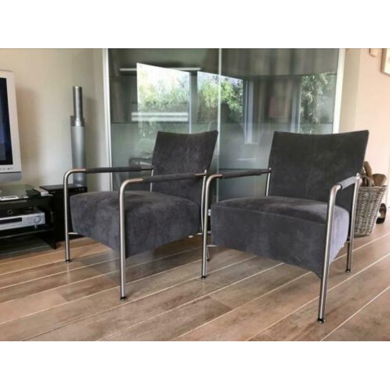 Bert Plantagie 2 Fauteuils model Class Grijze Alcantara IGST