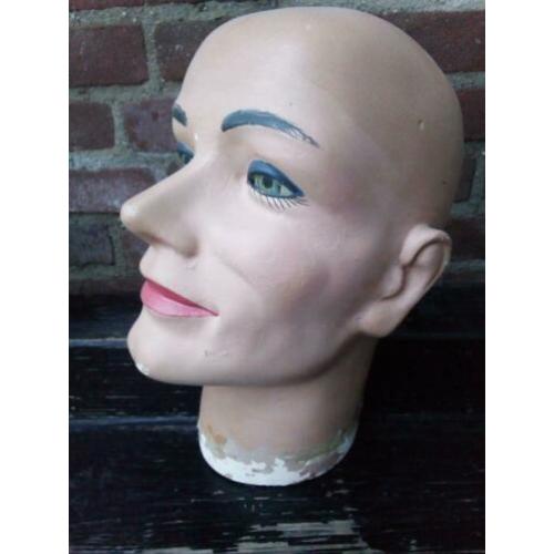 vintage oude etalagepop hoofd man met glazen ogen