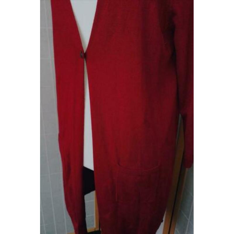 Warm rood lang vest van Adia Maat 44/46
