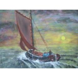 Schilderij "Botter op Zee"