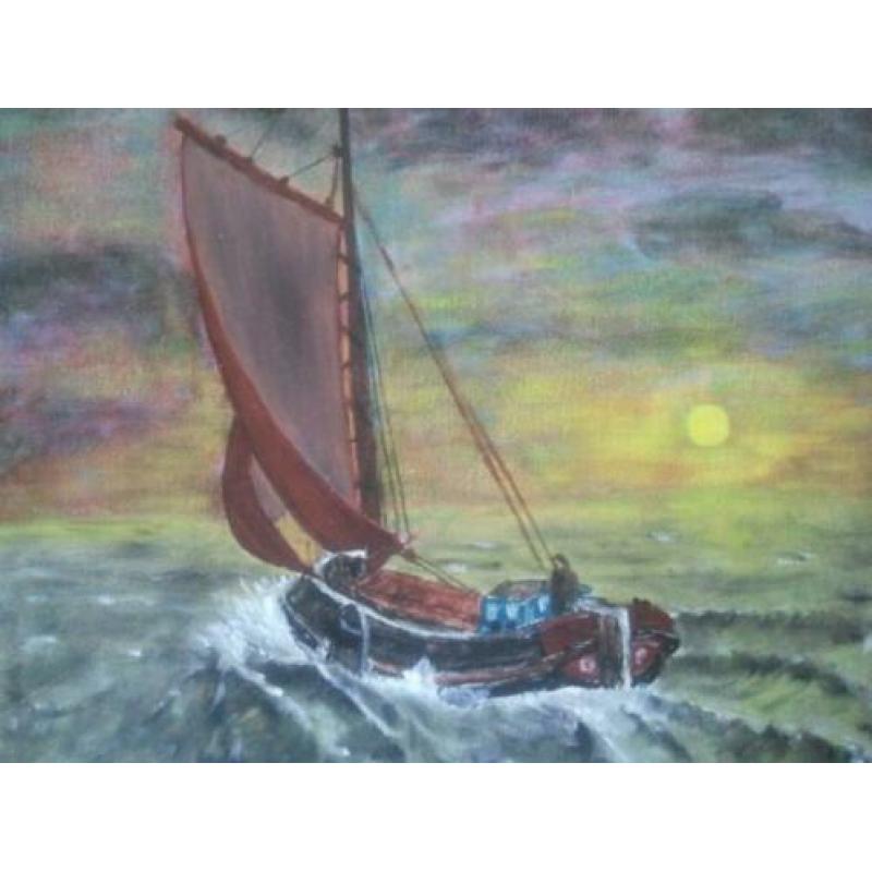 Schilderij "Botter op Zee"