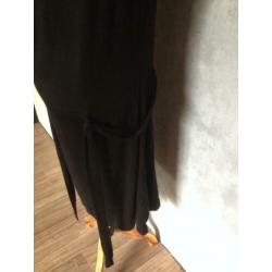 zwart lange zomer jurk korte mouw lang 90cm casual clothing