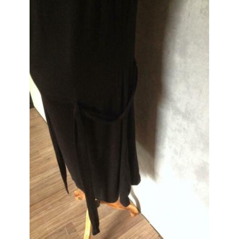 zwart lange zomer jurk korte mouw lang 90cm casual clothing