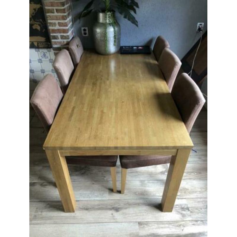 Tafel, 6 persoons, licht bruin