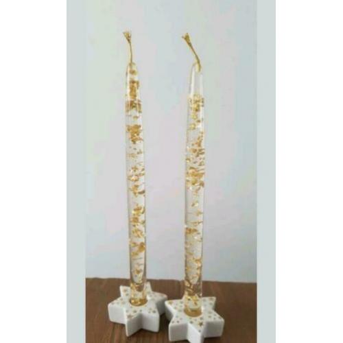 Lucite vlamloze kaarsen met bladgoud