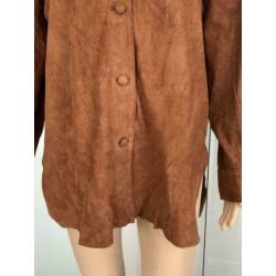 D901 Echt-leren blouse/top/jasje Maat 44=XL soepel leer