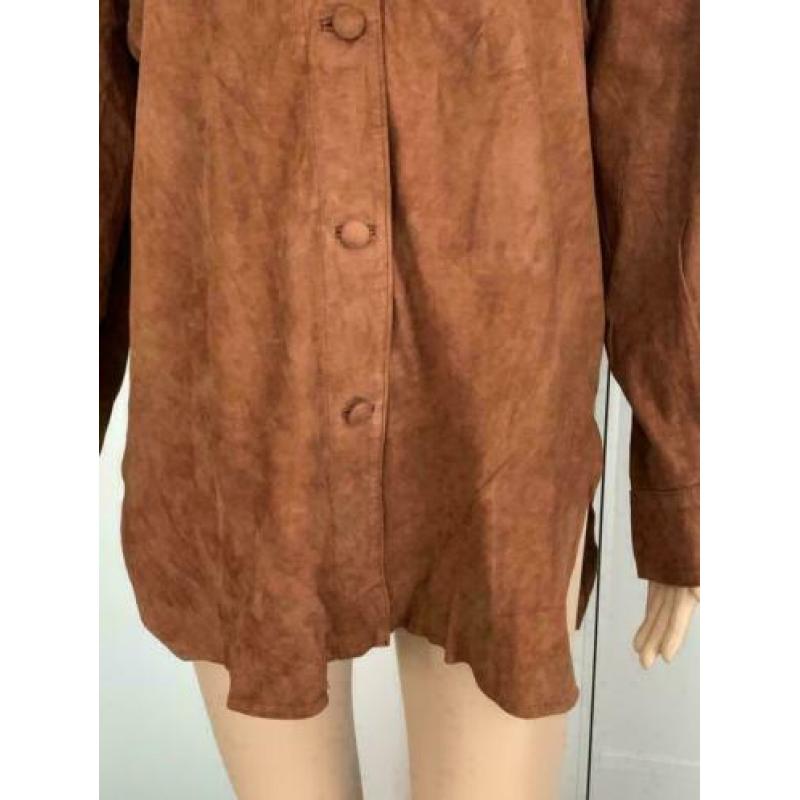 D901 Echt-leren blouse/top/jasje Maat 44=XL soepel leer